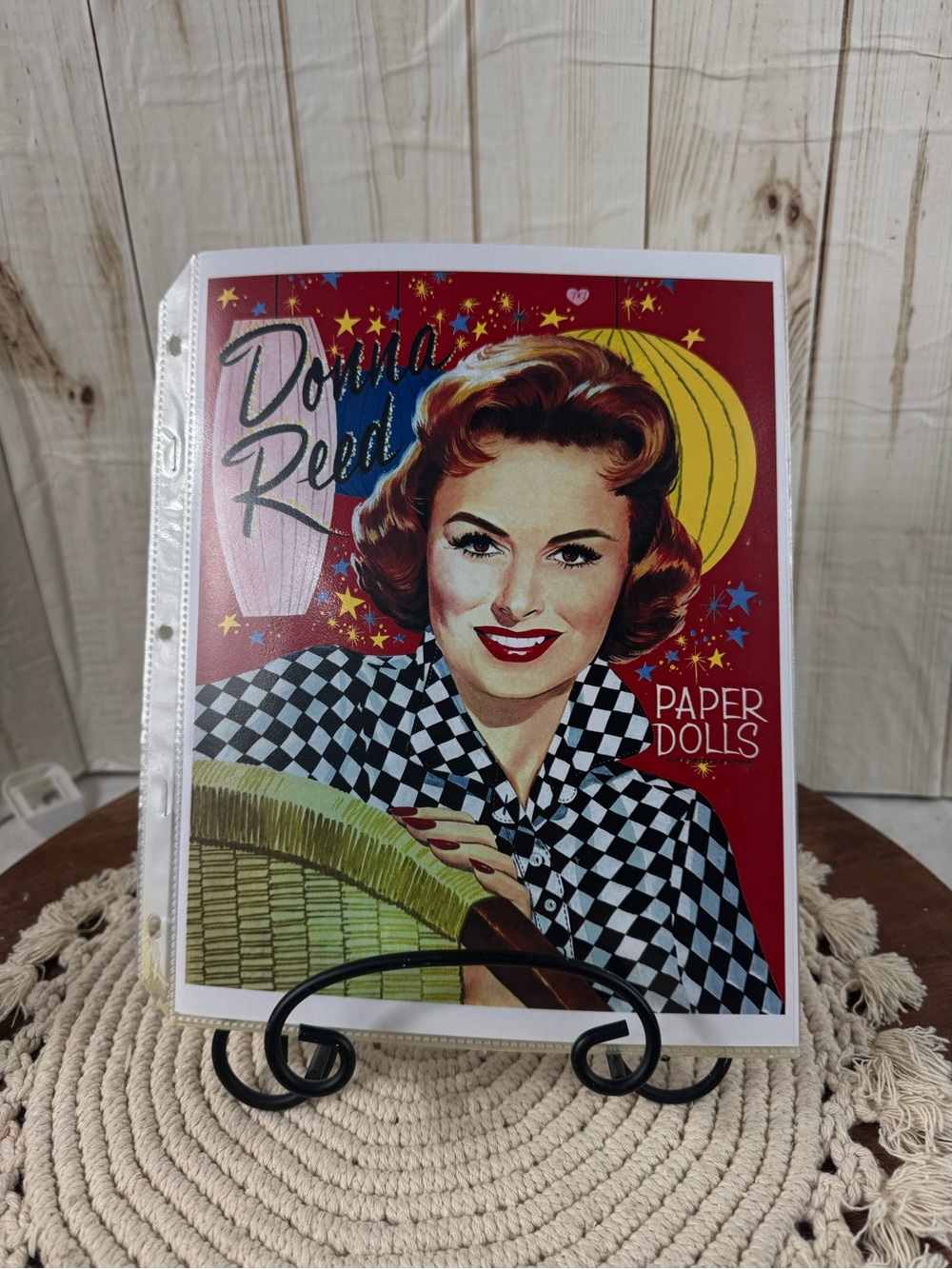 Vintage-Style Donna Reed Paper Dolls Art Print - Red, Black & Yellow